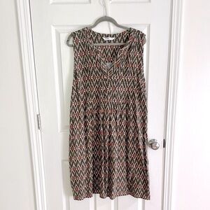 Sonoma Sleeveless Ikat Print Dress 2X | Linen Blend | Boho |Pockets